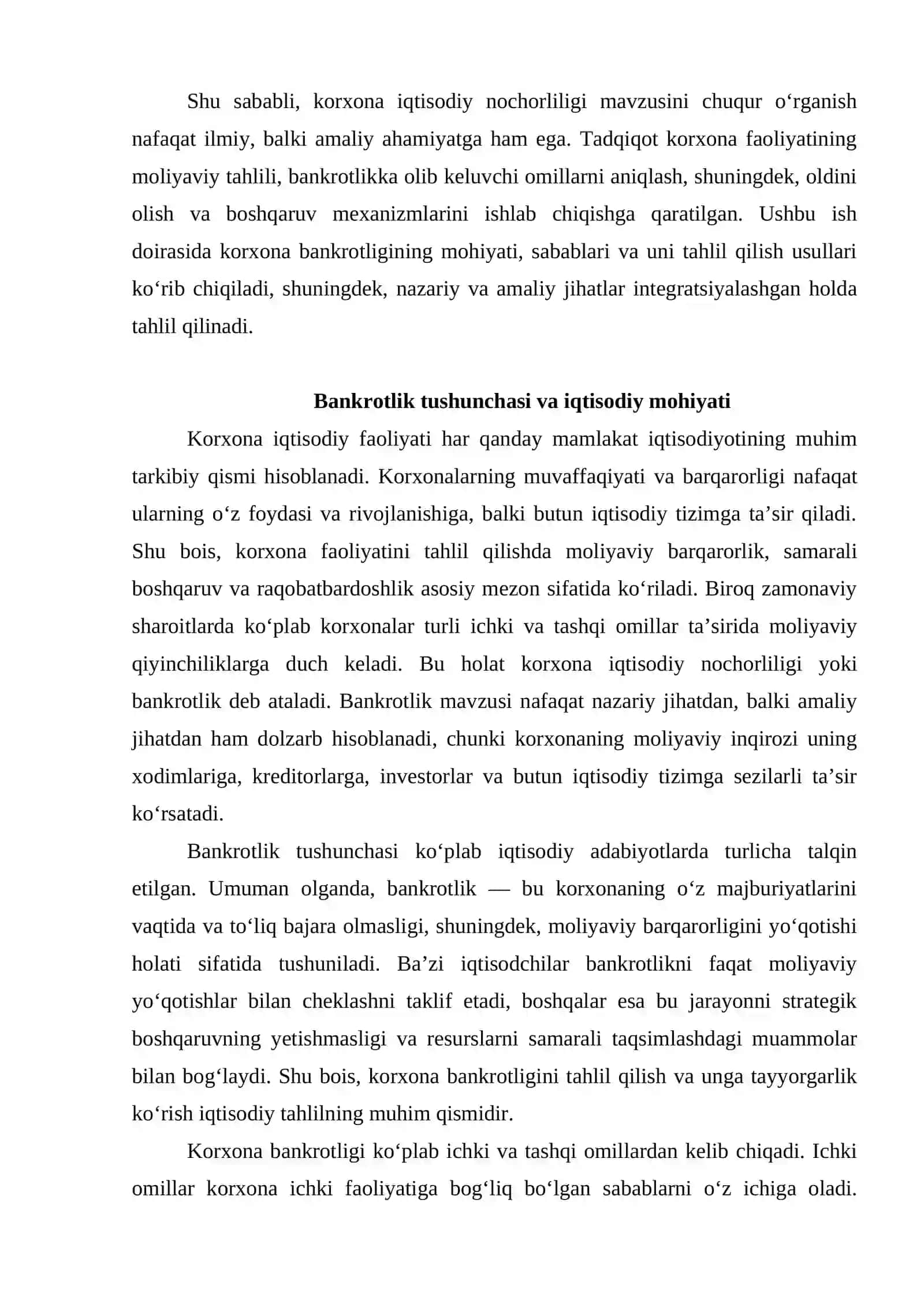 Korxona iqtisodiy nochorliligi (bankrotligi) ni tahlil qilish 3