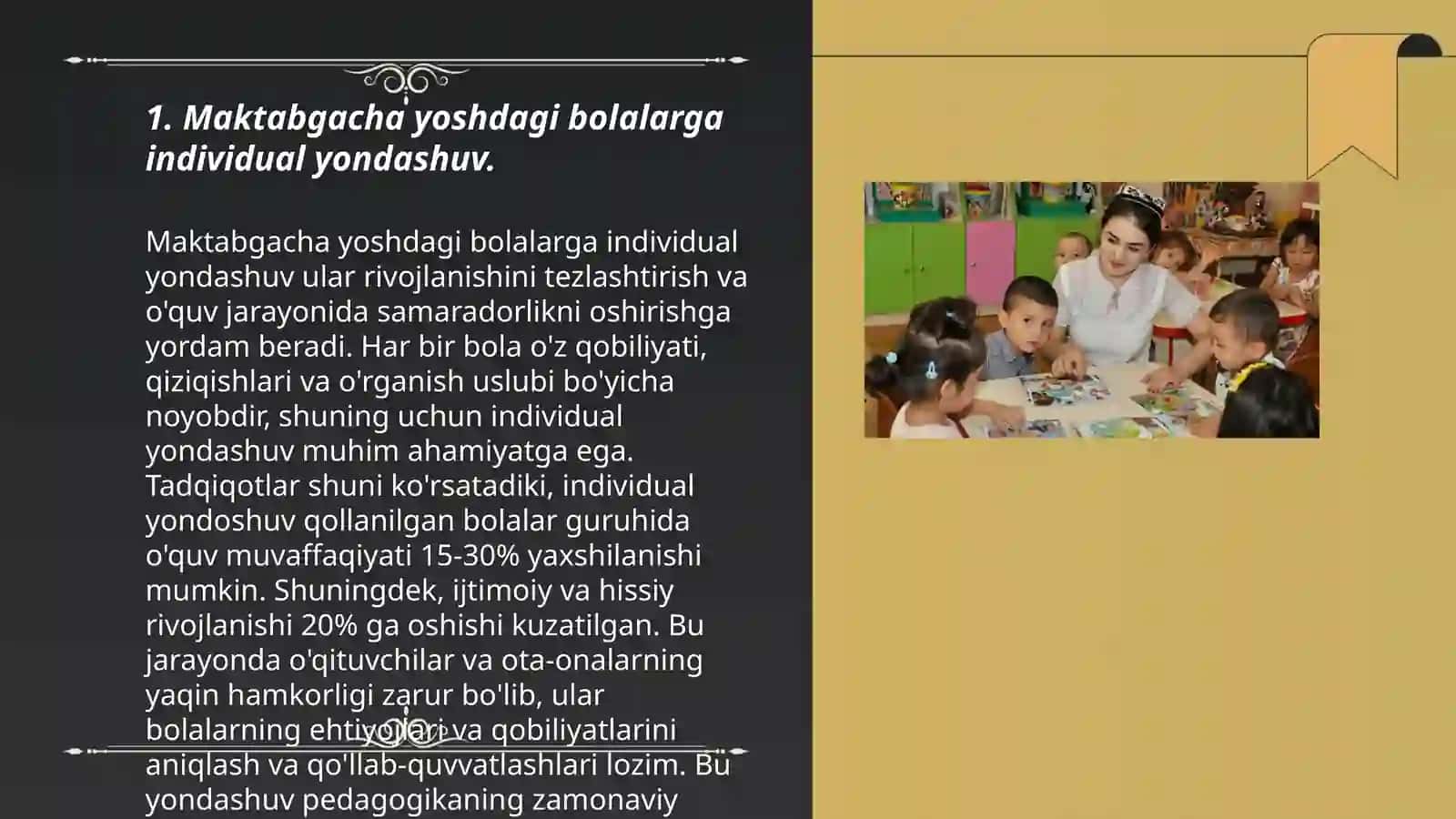 Individual yo'naltirilgan o'qitishni tashkil etish maktabgacha yoshdagi bolalar 3