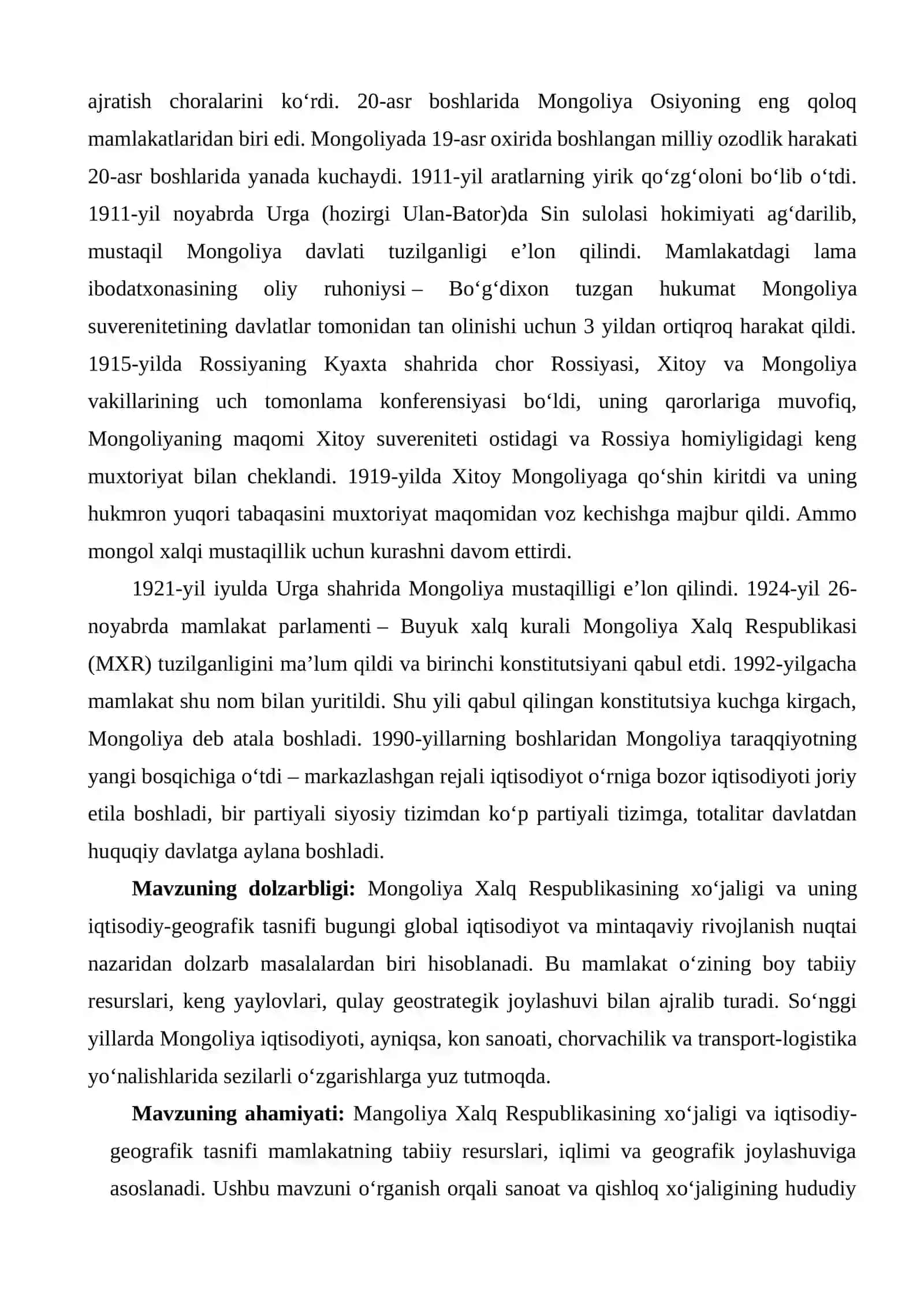 Mongoliya Respublikasi haqida umumiy ma'lumotlar 3