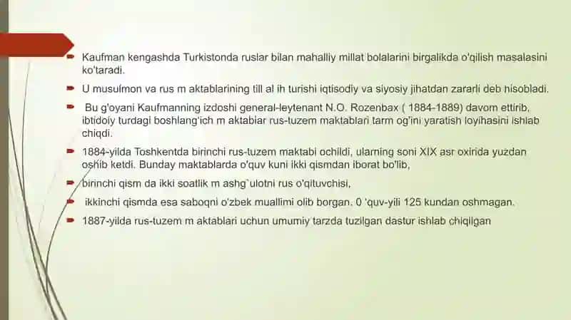 Rossiya imperiyasi mustamlakasi davrida Turkistonda madaniyat va san'at (XIX asrning ikkinchi yarmi – XX asrning  boshlari). 3