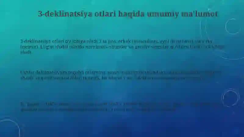Otlarning 3-turlanish Masculinum Femininum Neutrum rodi va lug'at shakli 3