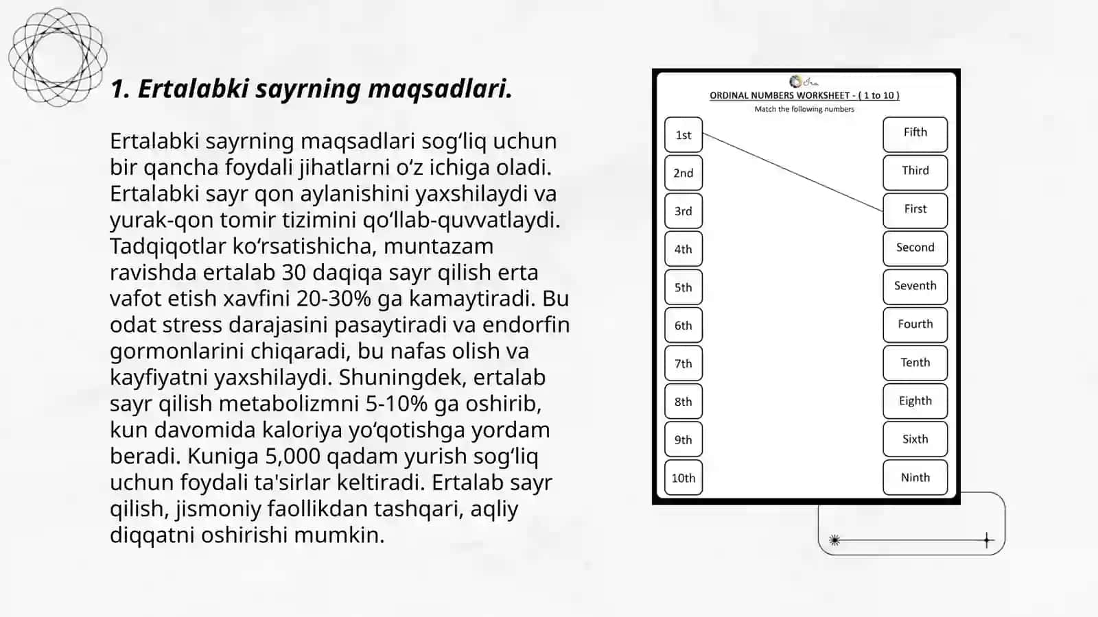 Ertalabki va Kechki Sayr Rejasi 3