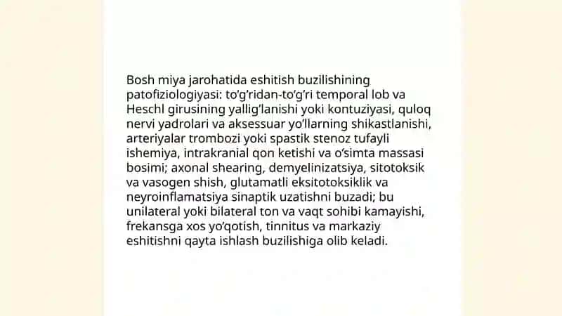 Bosh miyada jarahotidagi eshitishning buzilishi 3