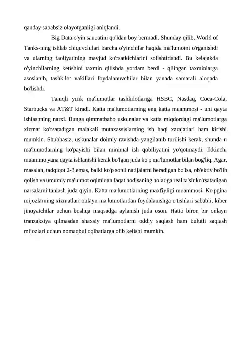 MA’LUMOTLAR BAZALARI VA KATTA HAJMDAGI MA’LUMOTLAR BILAN ISHLASH TEXNOLOGIYALARI 3