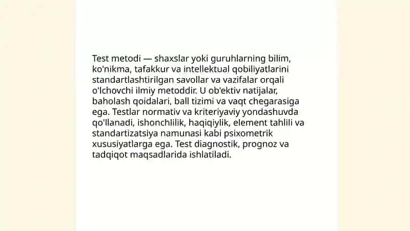 Test metodi. Tafakkur va intellektual qobiliyatlar 3