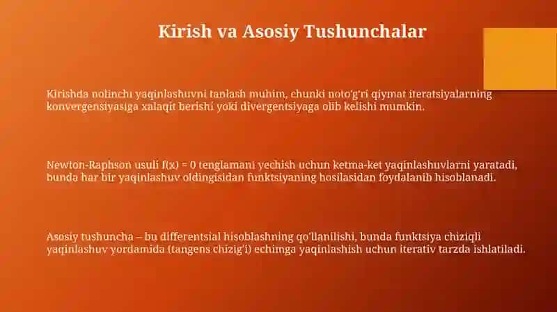 Nochiziqli tenglamalar sitemasini Nyuton-Rafson usulida hisoblash 3
