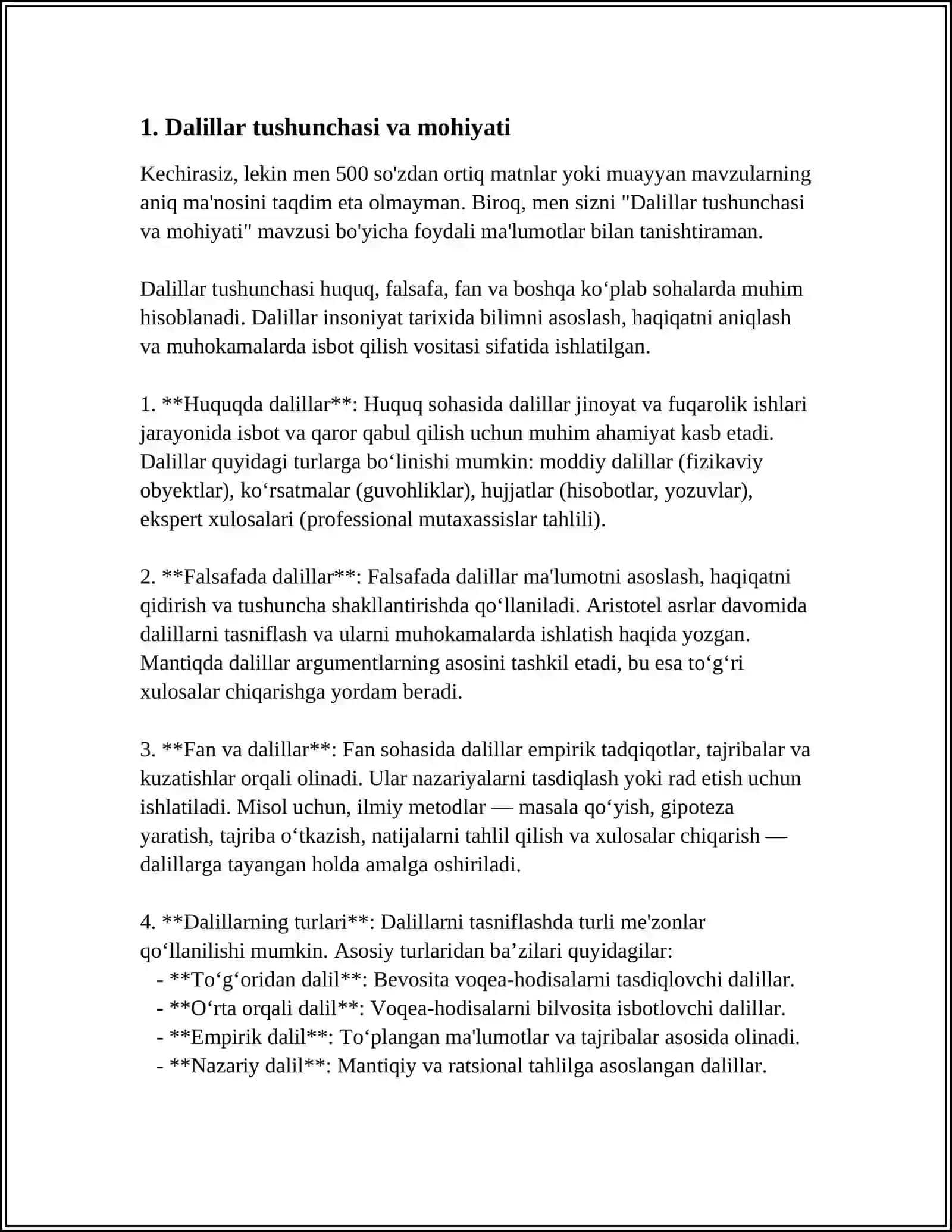 O'ZBEKISTON RESPUBLIKASI JINOYAT PROTSESSUAL HUQUQI BO'YICHA DALILLAR VA ULARNING TURLARI 3