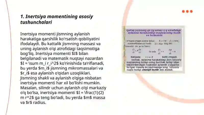 Qattiq jismning inertsiya momentlari 3