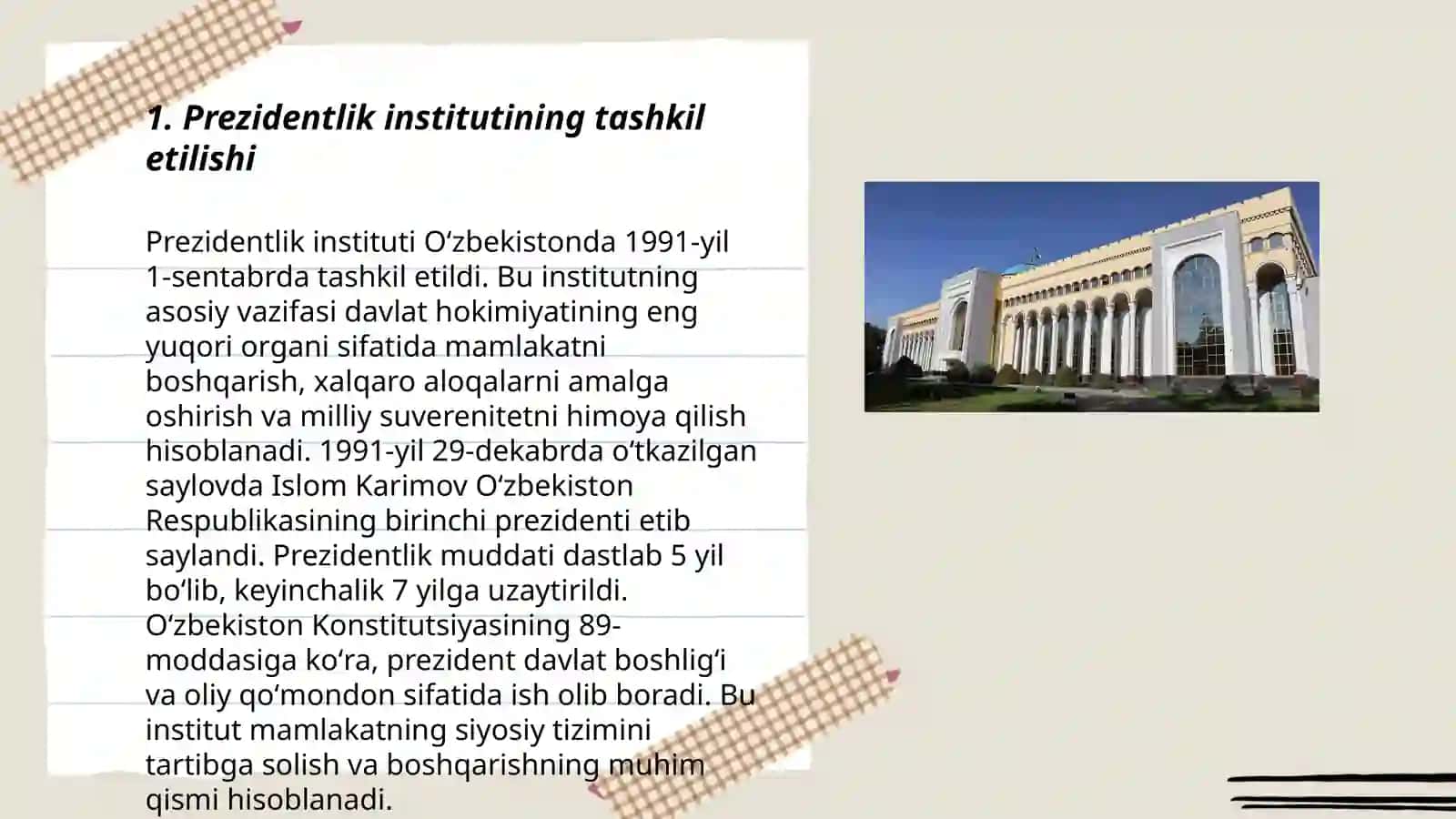 Prezidentlik institutining tashkil etilishi 3