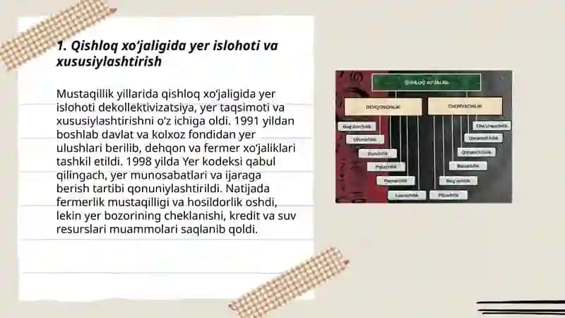 Qishloq xoʻjaligida yer islohoti va xususiylashtirish 3