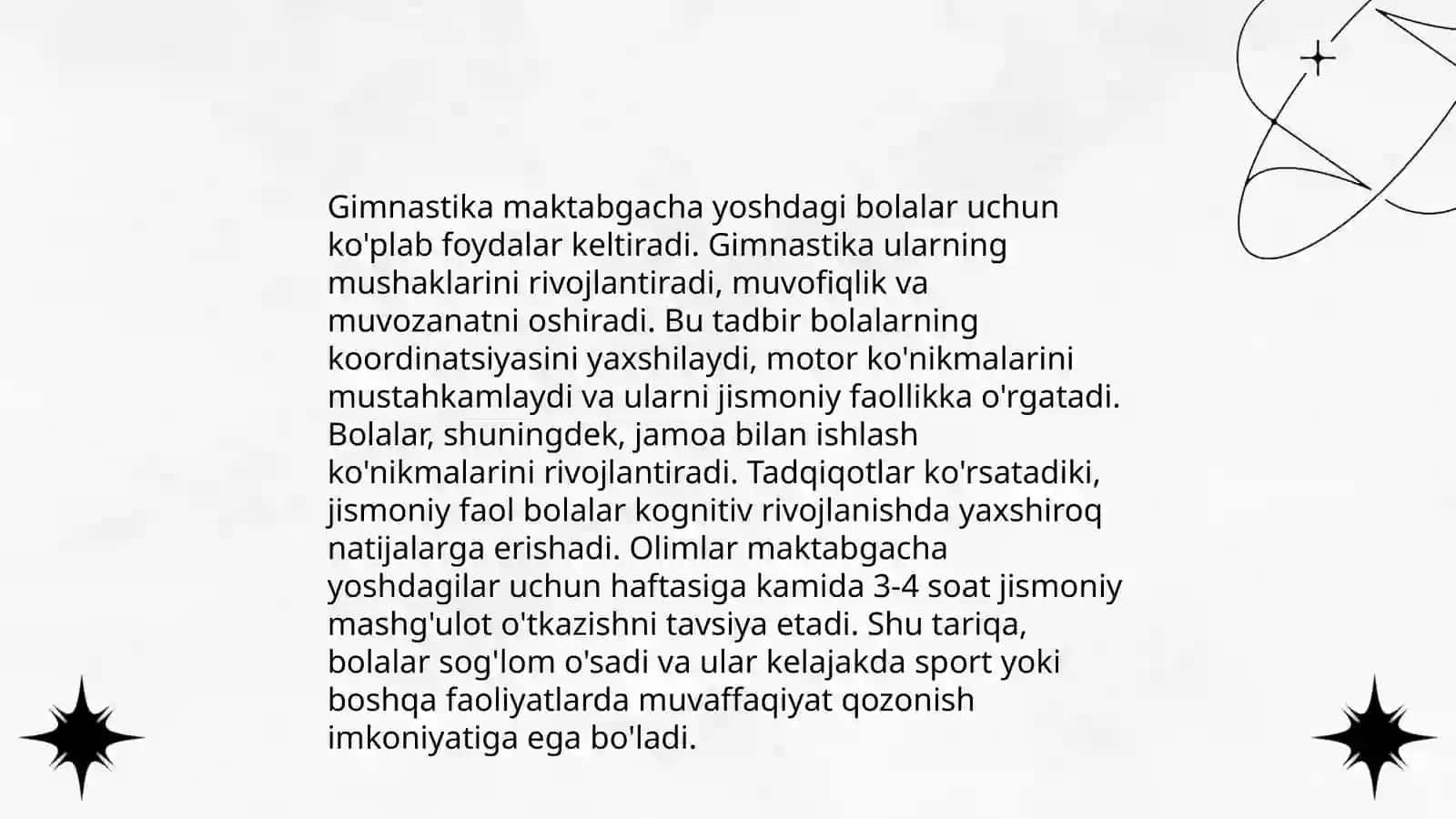 Gimnastika maktabgacha yoshdagi bolalar uchun 3