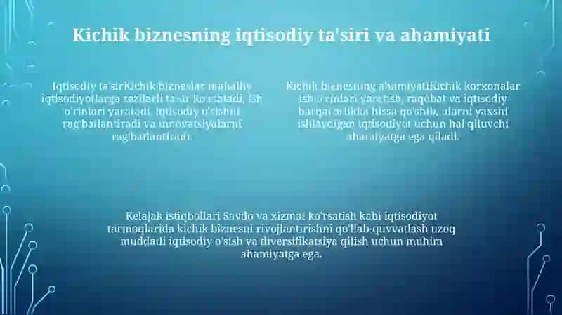 Savdo-Xarid Va Savdo-Vositachilik Kichik Biznes Va Xususiy Tadbirkorligini Rivojlantirish Istiqbollari 3