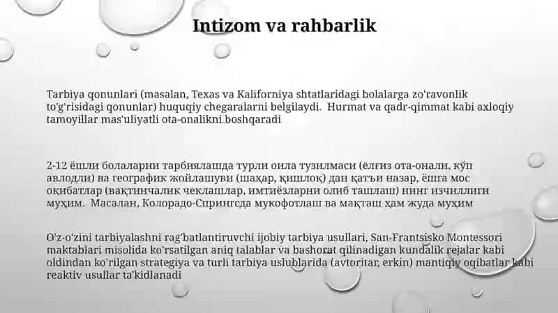 Tarbiyaning o'ziga xos xususiyatlari 3