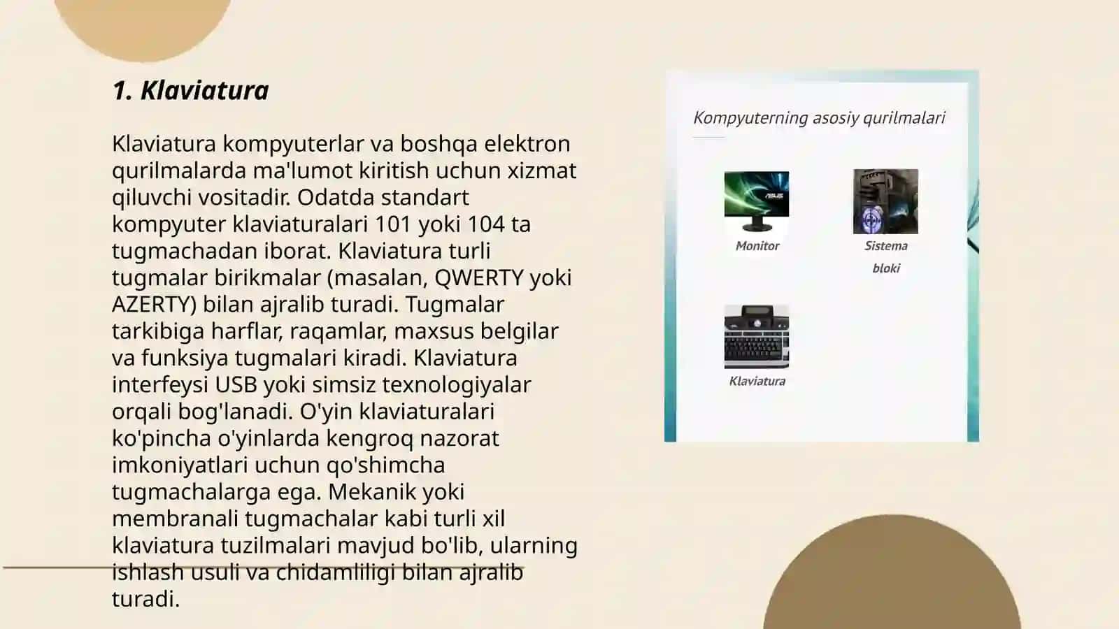 Kompyuter kirituvchi va chiqaruvchi qurilmalari 3
