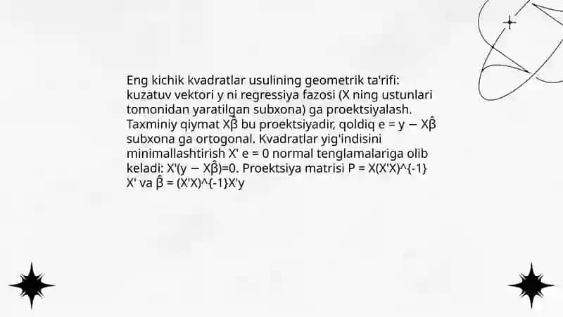 Eng kichik kvadratlar usulining geometrik talqini 3
