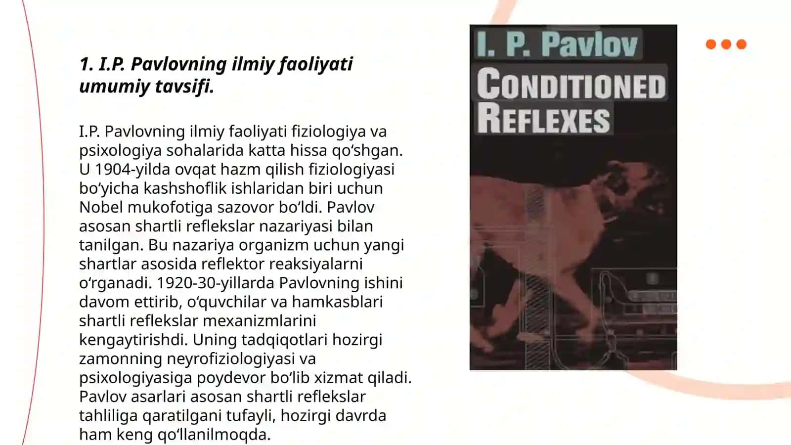 Oliy asab faoliyati xaqida I.P.Pavlovning taʼlimoti 3