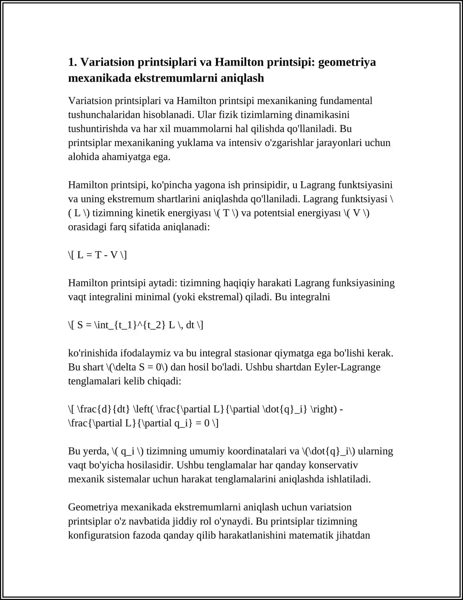 EKSTREMMUMLAR NAZARIYASINING GEOMETRIYA MEXANIKA MASALALARIGA TADBIQLARI 3