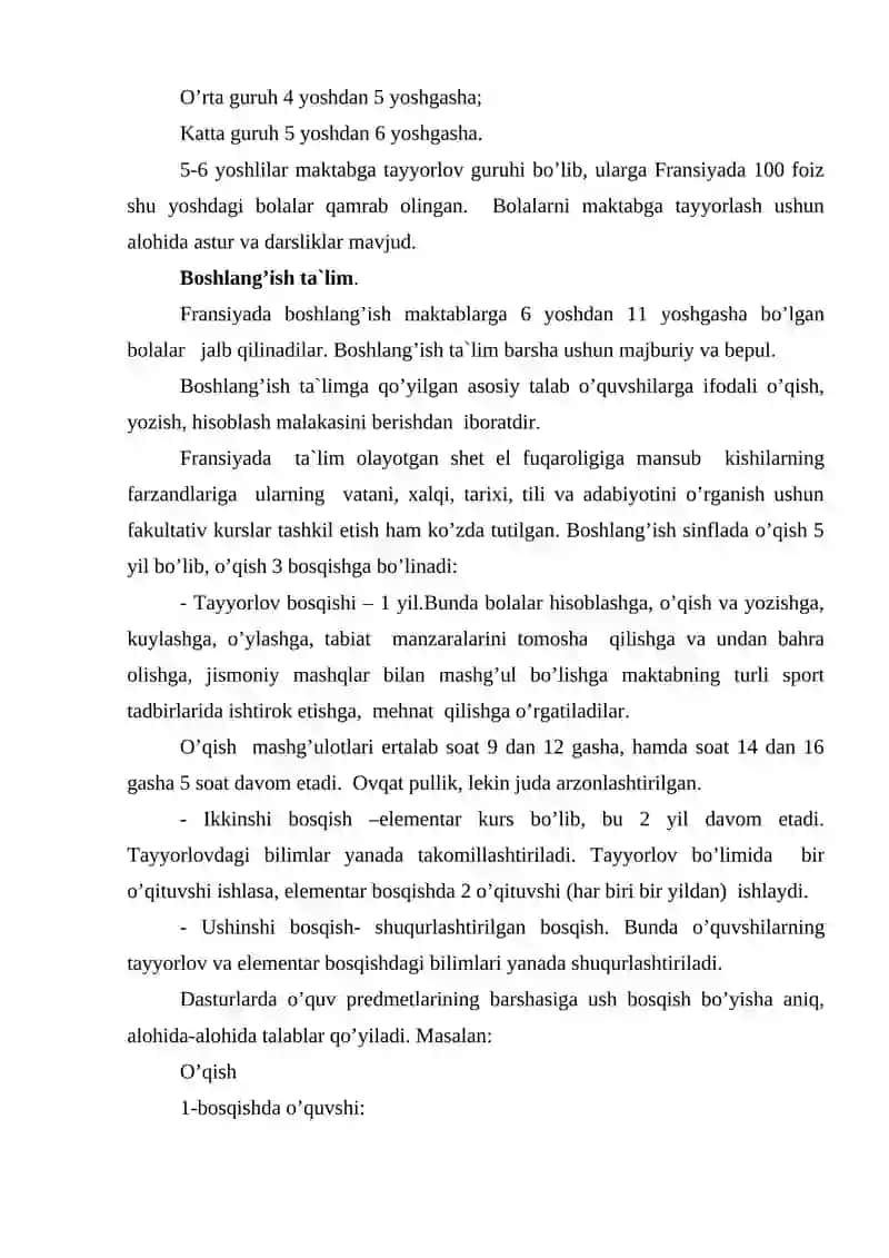 Fransiyada ta’lim siyosatining olib borilishi 3
