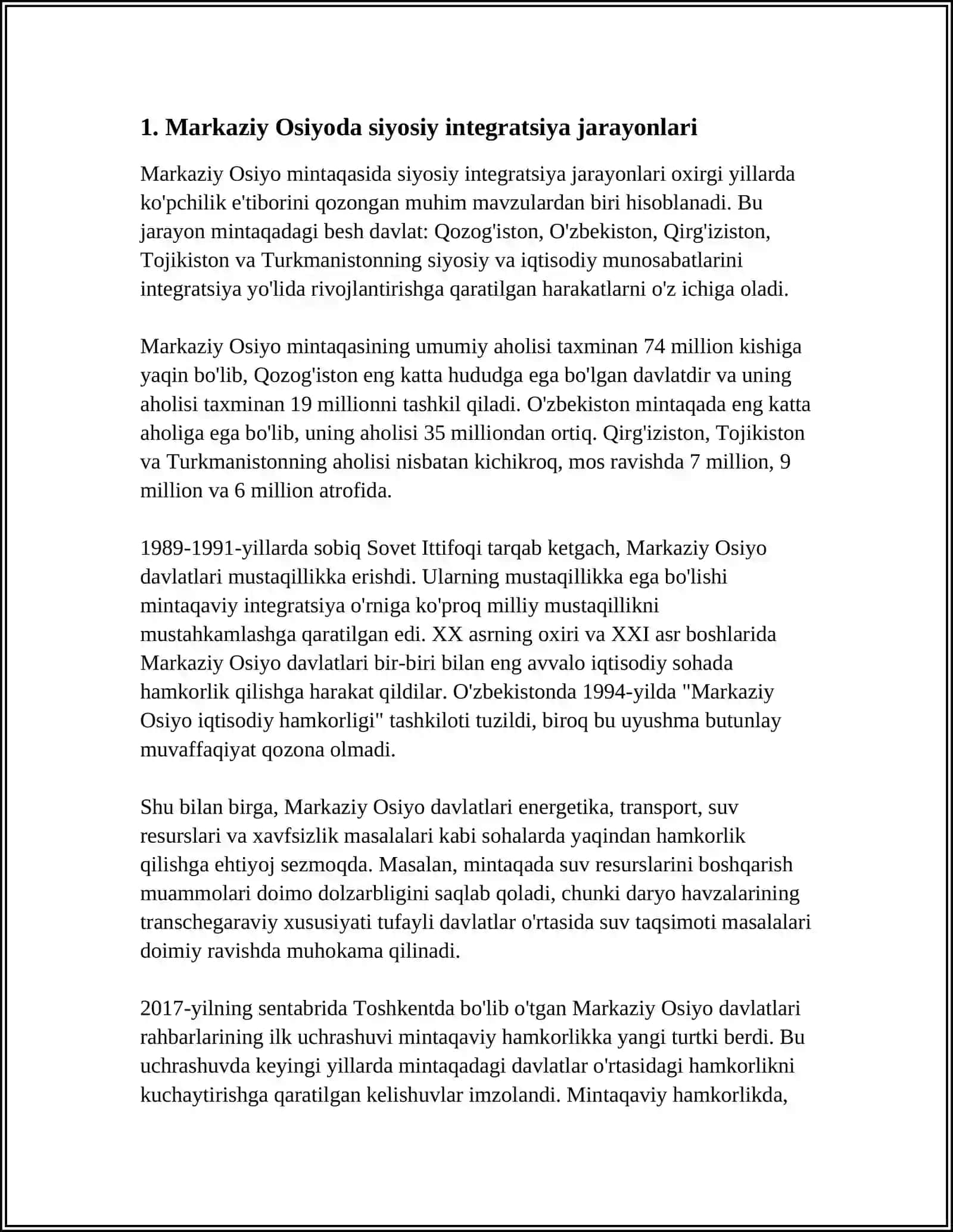 MARKAZIY OSIYO RESPUBLIKASINING INTEGRATSIYALASHUV JARAYONI 3