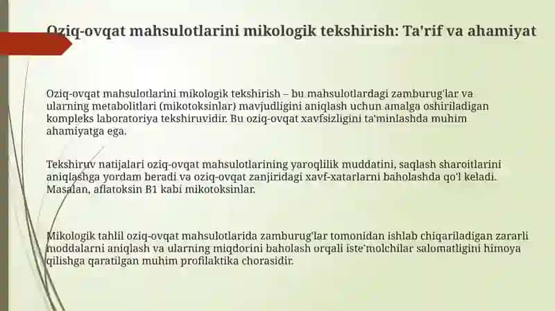 Oziq-ovqat mahsulotlarini mikologik tekshirish 3