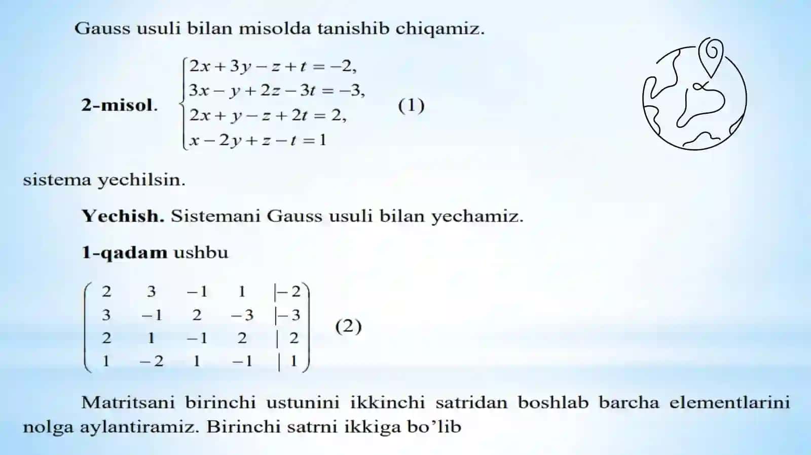 Chiziqli tenglamalar sistemasini yechish usullari 3