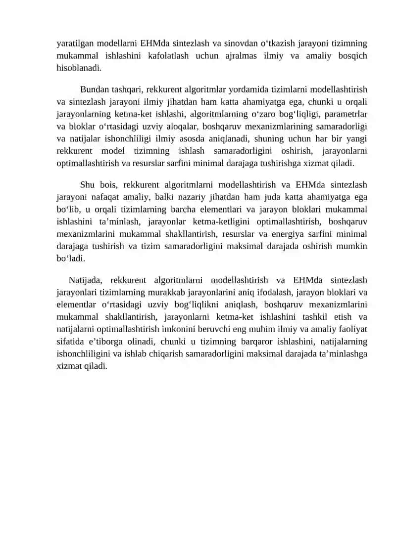Algoritmlarni rekkurent modellashtiruvchilarni sintezlash metodlari 3