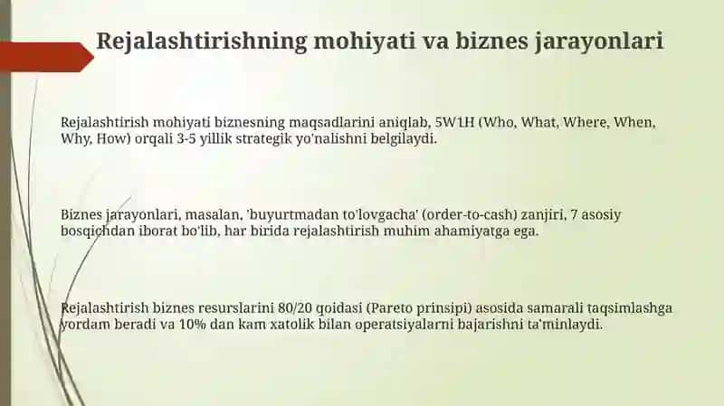 Rejalashtirishning mohiyati va biznes jarayonlari 3