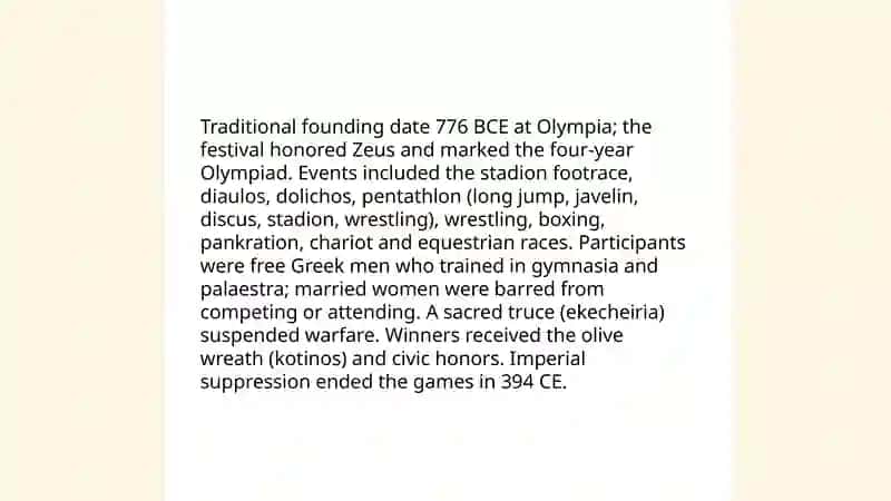 Ancient Olympic Games: origins and practices 3
