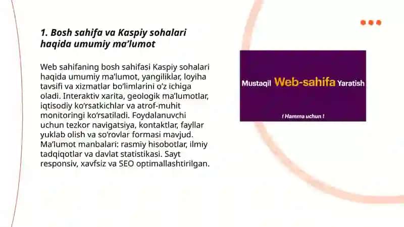 Kaspiy sohalar boʻyicha Web sahifa yaratish 3