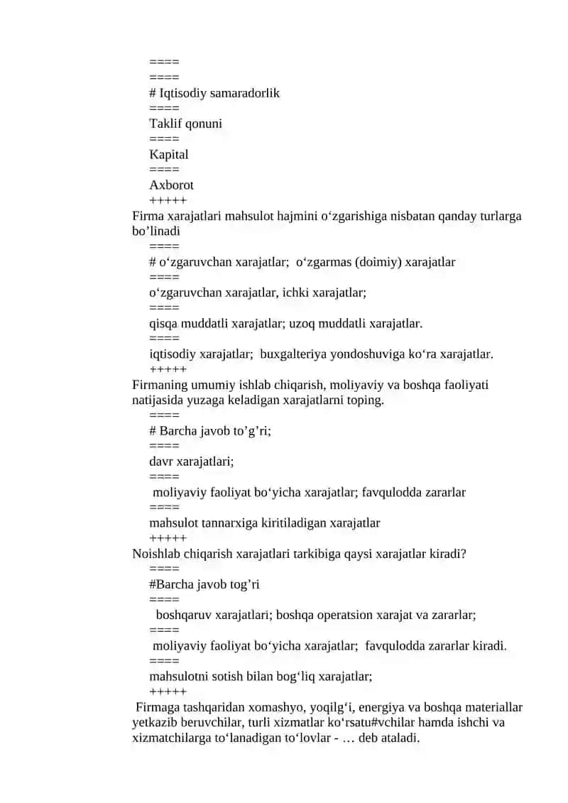 Mikroiqtisodiyot fanidan 4-semestr uchun testlar 3