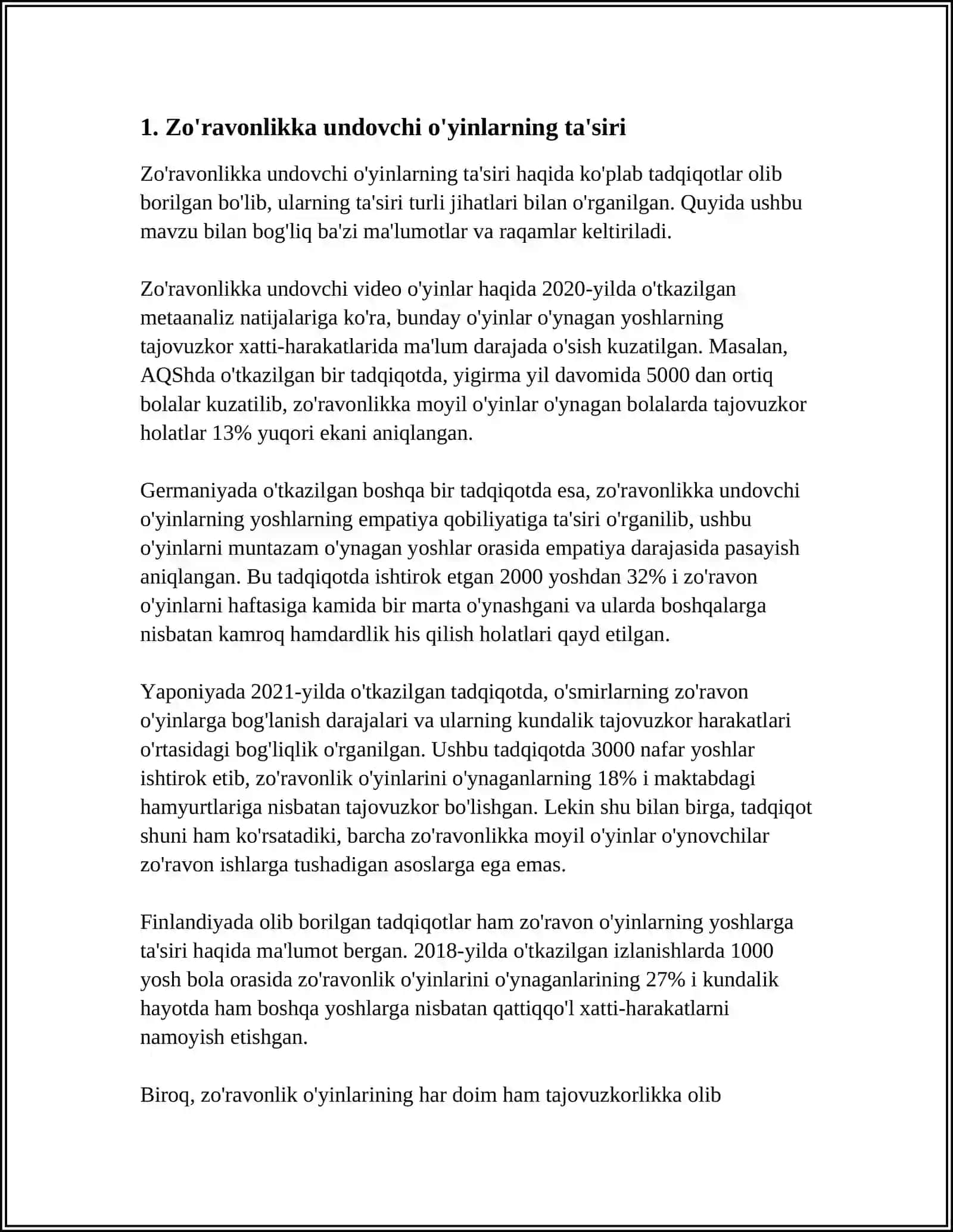 Zo'ravonlik, Faxsh va Shafqatsizlikka Undovchi O'yinlar: "PUBJ", "MINECRAFT", "GTA", "COUNTER-STRIKE", "EVERQUEST", "MANHUNT", Hilmiy Xidir Soriy "Larning Zararli Oqibatlari va Ularni Bartaraf Etish Yo‘llari 2024-2025-o'quv yili 3