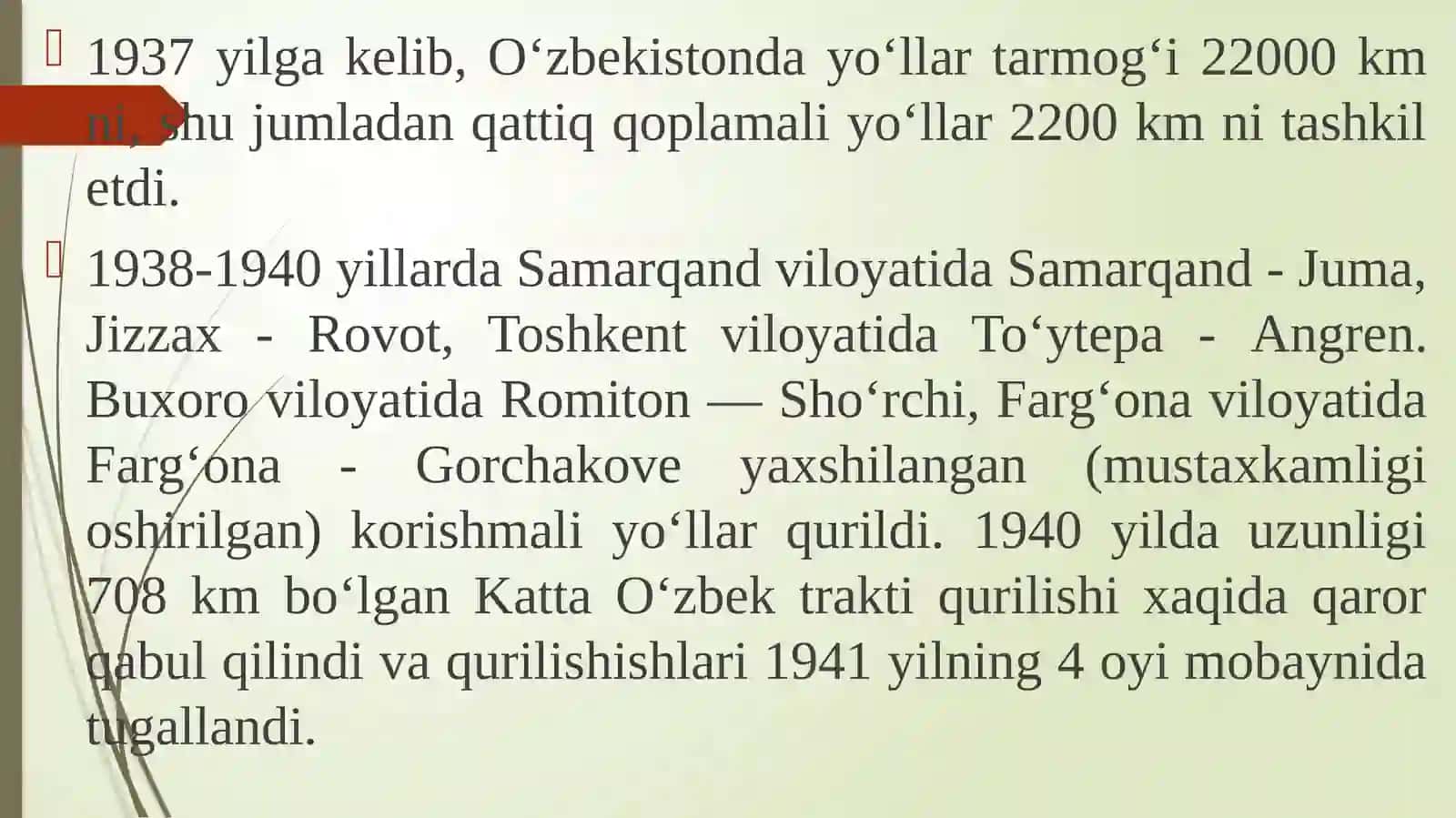 O‘zbekistonda avtomobil yo‘llar tarmog‘ini paydo bo‘lishi 3