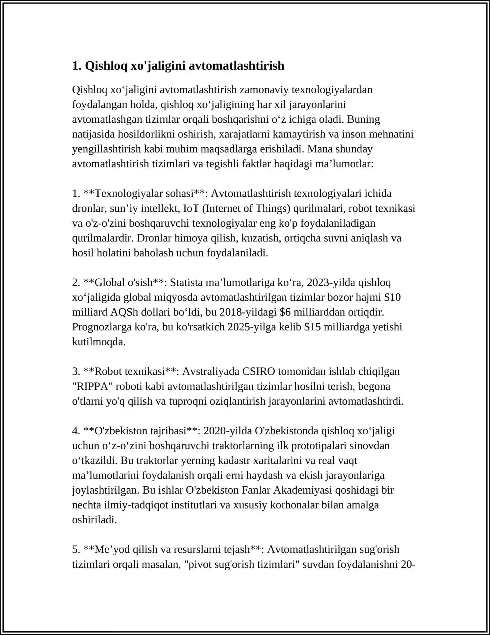 QISHLOQ XOJALIGINI MEXANIZATSIYALASHTIRISH HAQIDA MUSTAQIL ISH 3