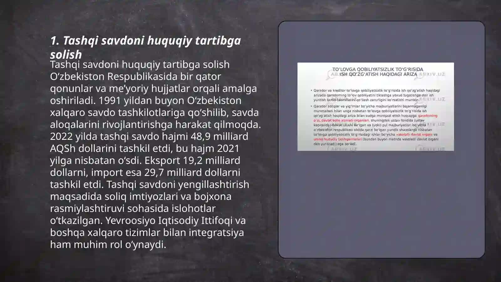 Tashqi savdoni tartibga solish va boshqarish yoʻllari 3