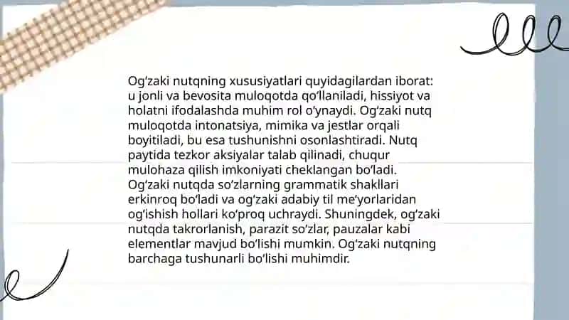 Adabiy tilning ogʻzaki va yozma shakli 3
