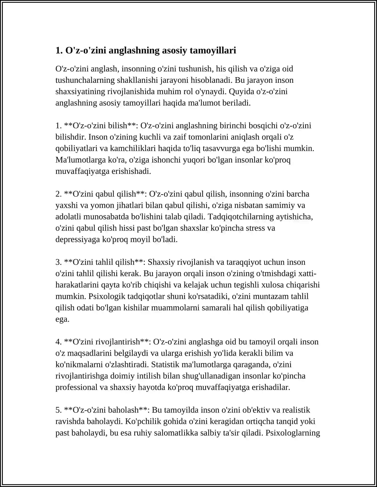 SHAXSDA O‘Z-O‘ZINI ANGLASH PSIXOLOGIK MUAMMO SIFATIDA 3