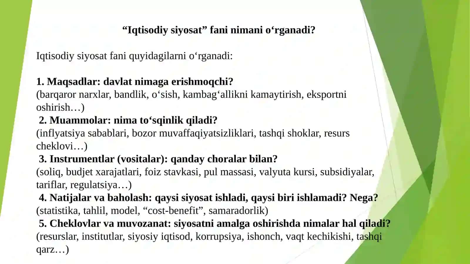 Iqtisodiy siyosatga kirish 3