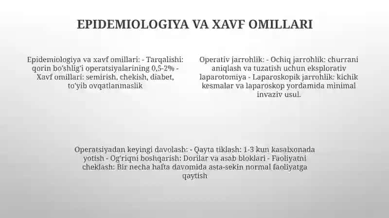 Operatsiyadan Keyingi Qorin Churralari Operativ Xirurgiyasi 3