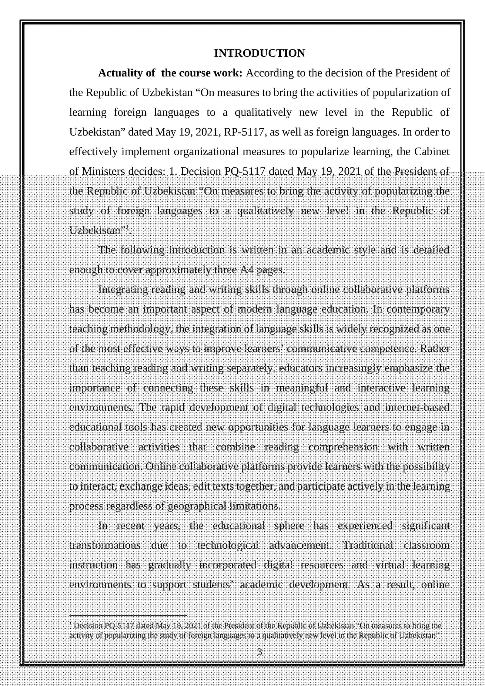 Integrating reading and writing through online collaborative 3