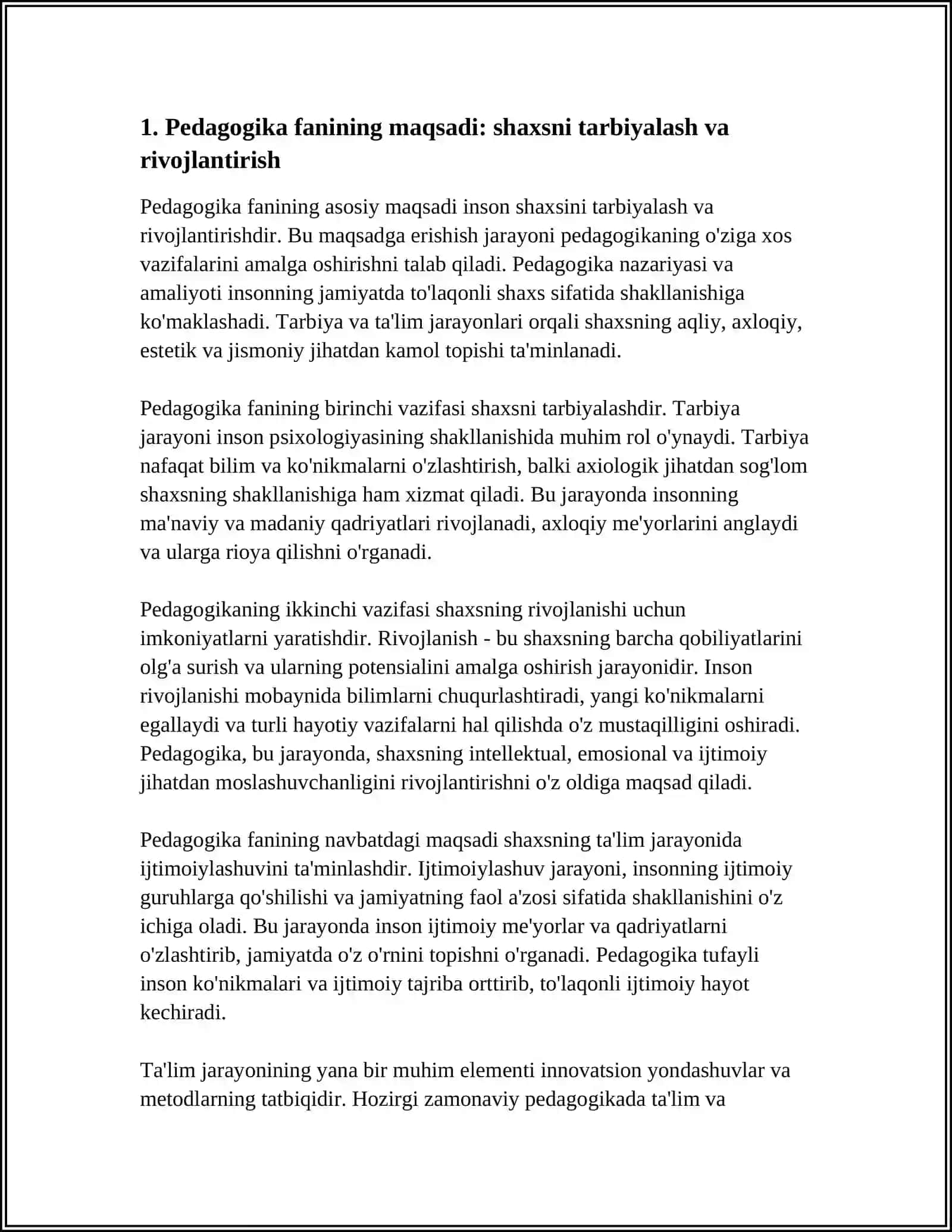 PEDAGOGIKA FANINING MAQSAD VA VAZIFALARI 3