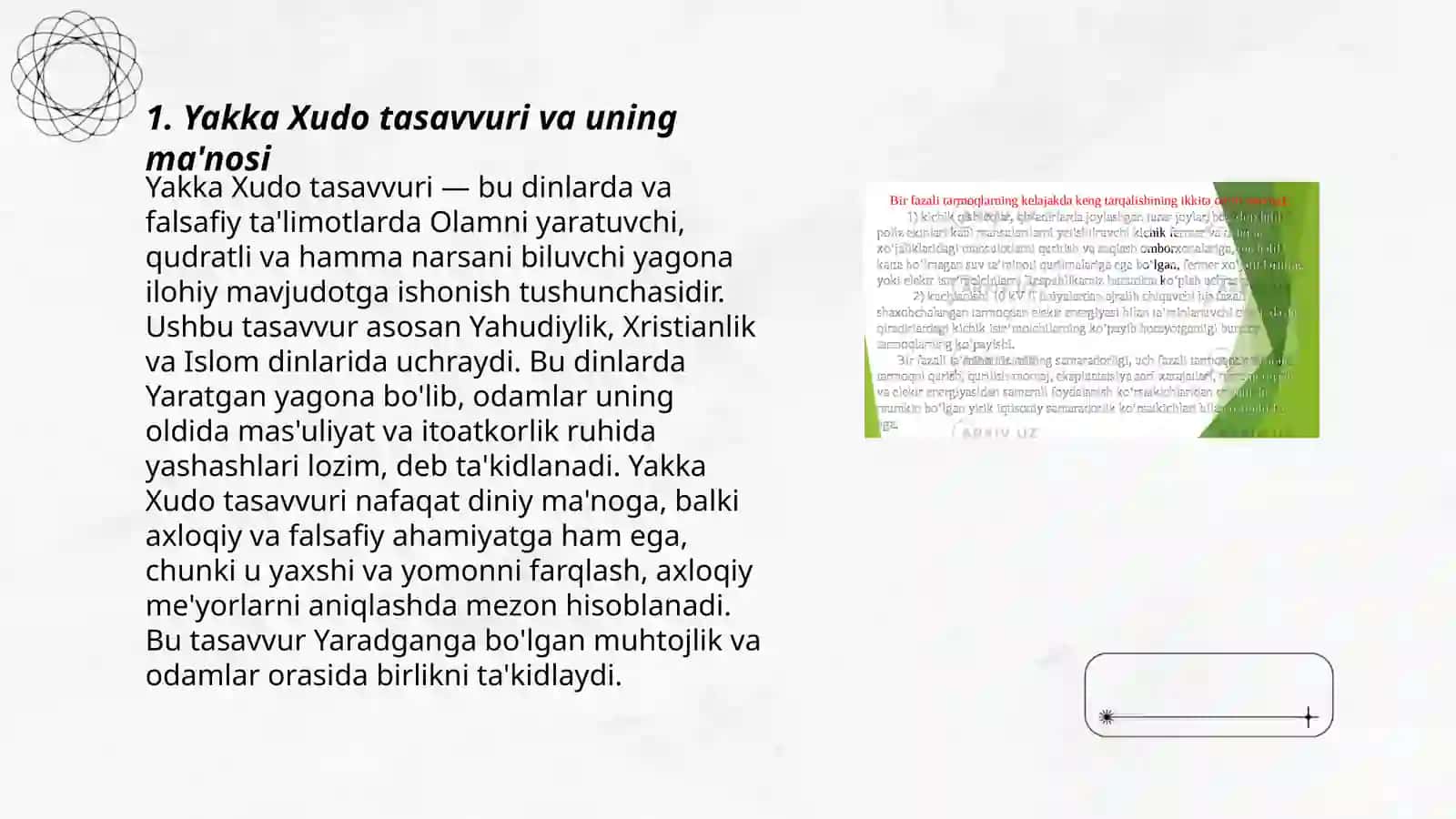 Yakka Xudo tasavvuri va uning ma'nosi 3