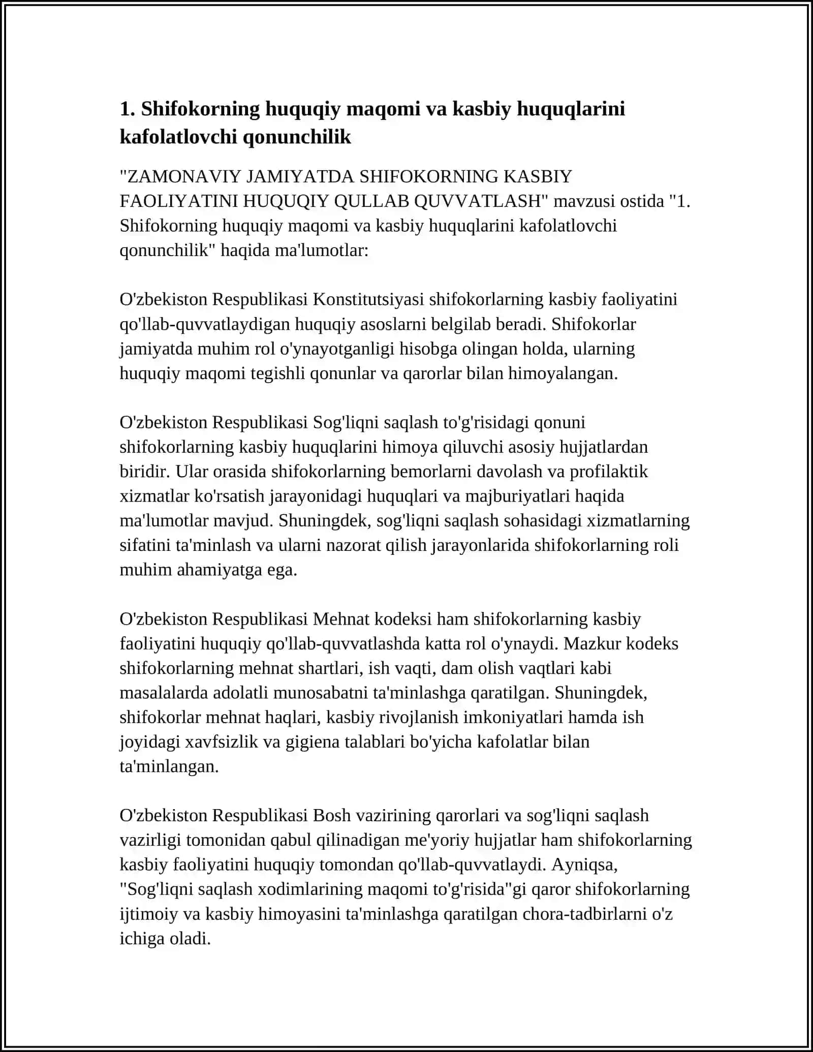 ZAMONAVIY JAMIYATDA SHIFOKORNING KASBIY FAOLIYATINI HUQUQIY QULLAB QUVVATLASH 3