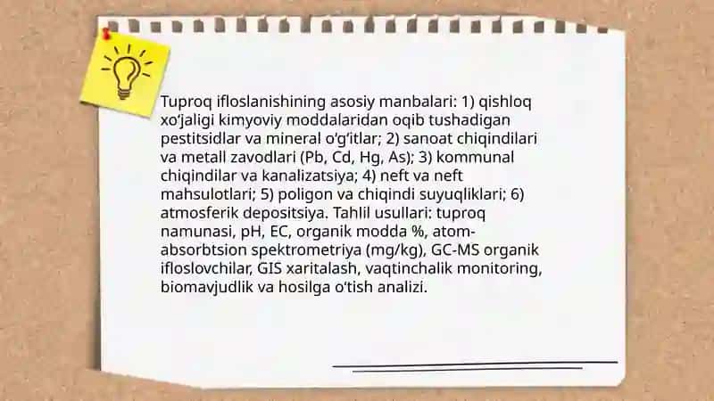 Tuproqlarning Ifloslanishini Oldini Olish va Muhofaza Qilish Choralarini O'rganish 3