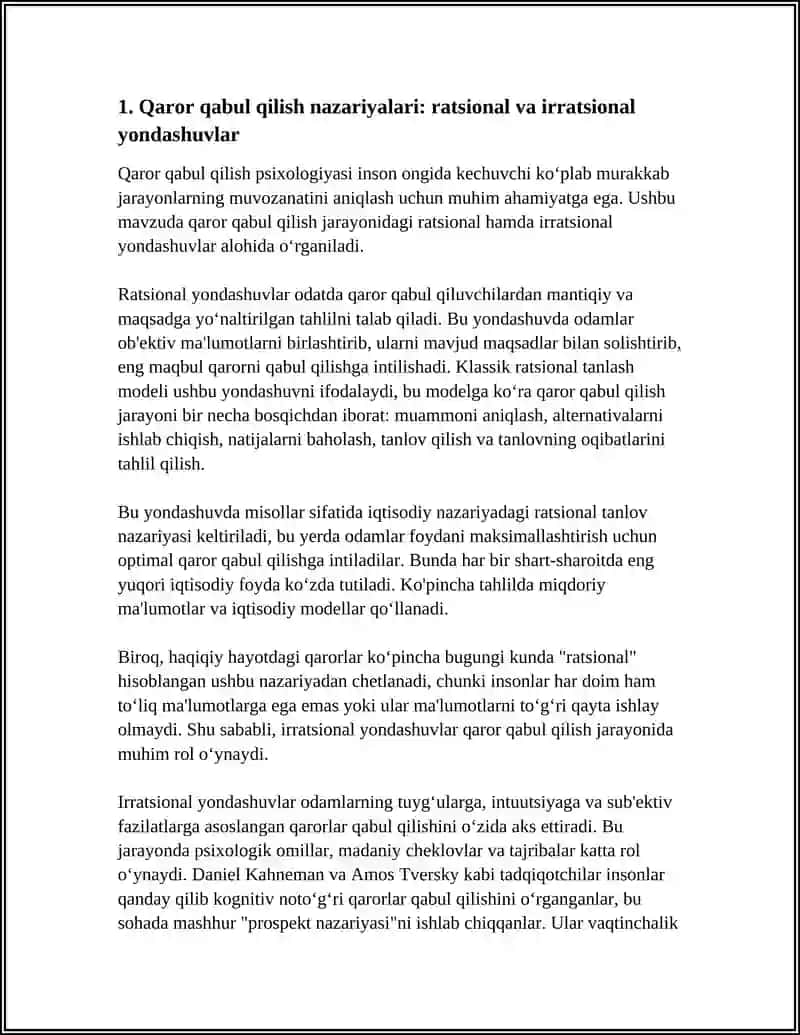 QAROR QABUL QILISH PSIXOLOGIYASI: RATSIONAL VA IRRATSIONAL OMILLARNING ROLI 3
