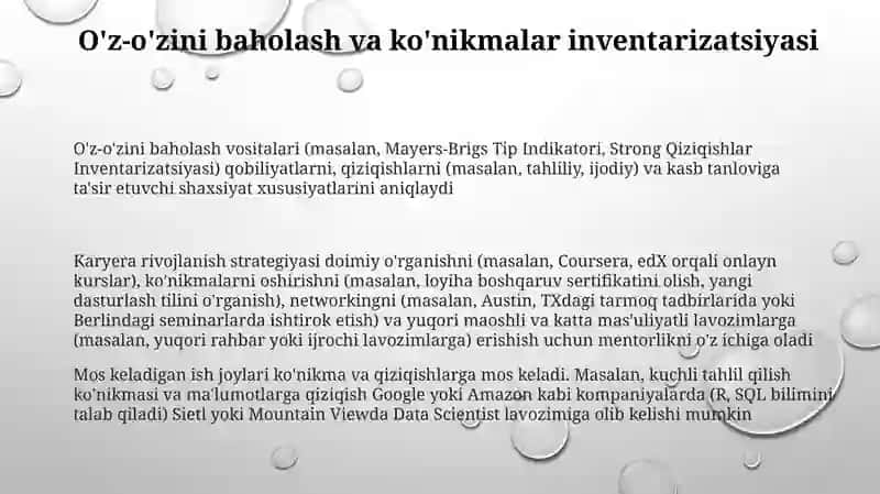 Munosib ish oʻrin egallash va kasbiy rivojlanish 3