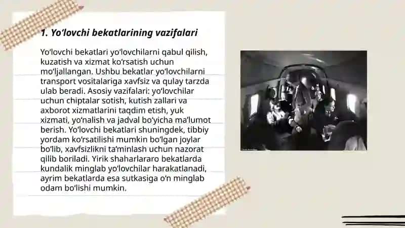 Yo‘lovchi bekatlari. Ularning vazifasi va asosiy qurilmalari 3