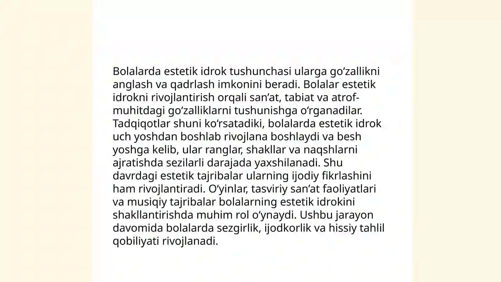 Bolalarda estetik idrok etishni shakllantirishda tasviriy san’atning ahamiyati 3