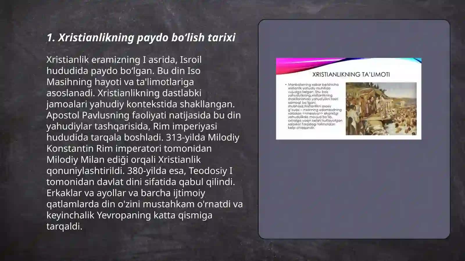 Xristianlikning paydo boʻlishi, aqidalari, asosiy yoʻnalishlari, ta'limoti va manbalari 3