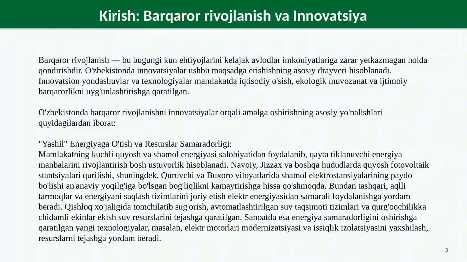 O'zbekistonda barqaror rivojlanish uchun zamonaviy innovatsiyalar 3