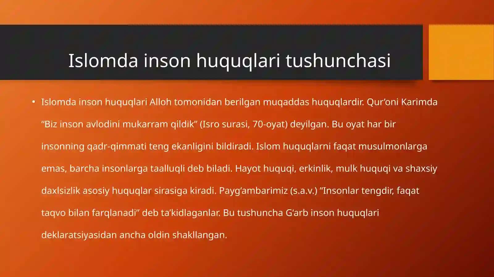 Islomda inson huquqlari himoyasi , ijtimoiy tenglik, adolat va tolerantlik 3